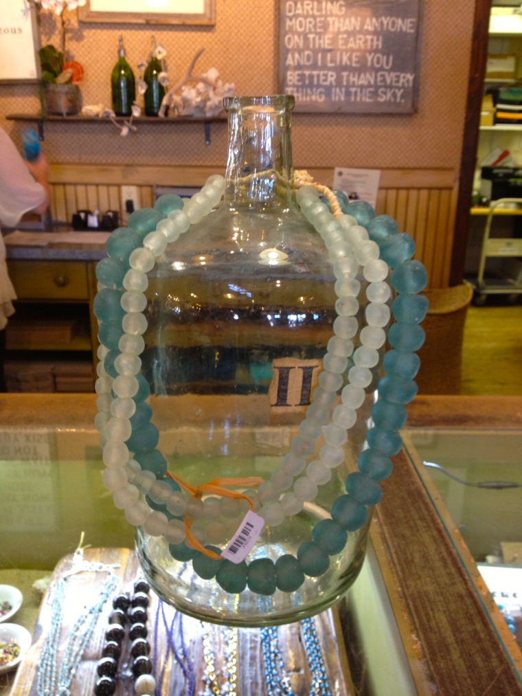 bottle with sea glass beads